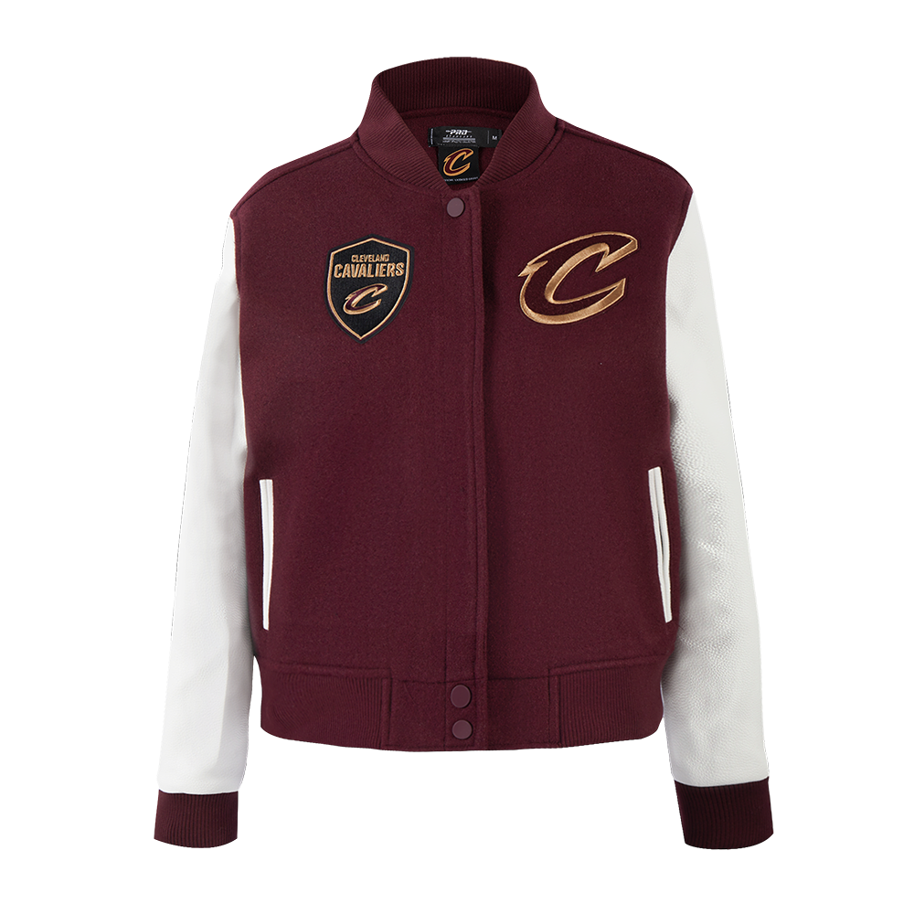 NBA CLEVELAND CAVALIERS CLASSIC BLOUSON COLLÉGIAL EN LAINE POUR FEMME (LIE-DE-VIN/BLANC)
