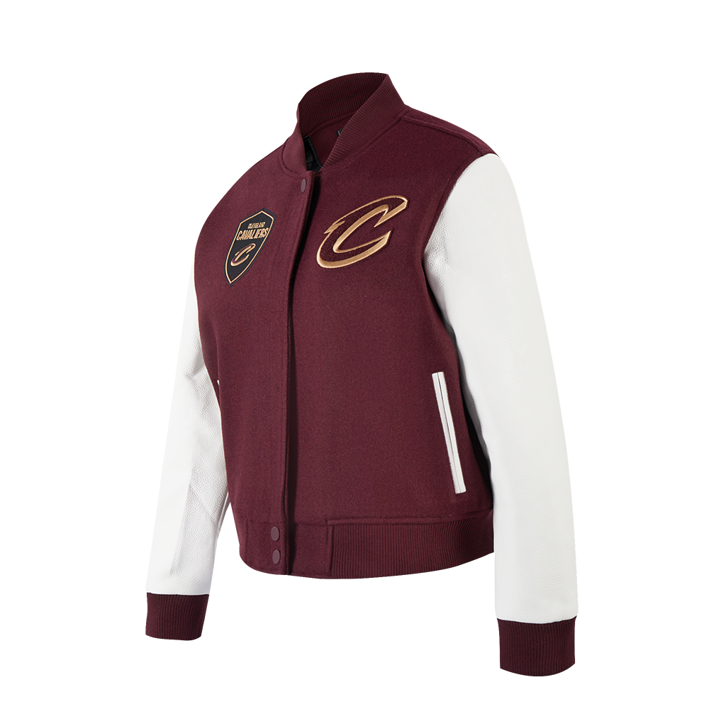 NBA CLEVELAND CAVALIERS CLASSIC BLOUSON COLLÉGIAL EN LAINE POUR FEMME (LIE-DE-VIN/BLANC)