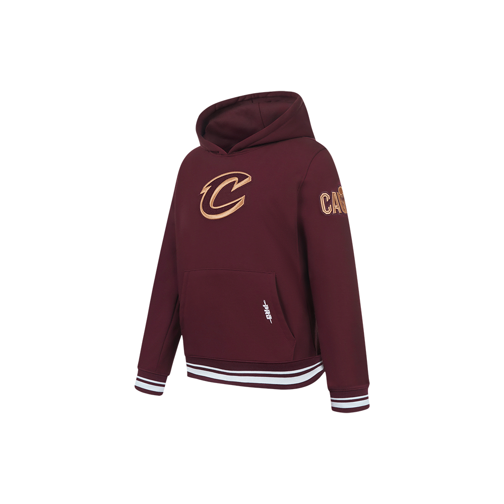 NBA CLEVELAND CAVALIERS RETRO CLASSIC LITTLE BOYS RIB FLEECE PULLOVER HOODIE (WINE)