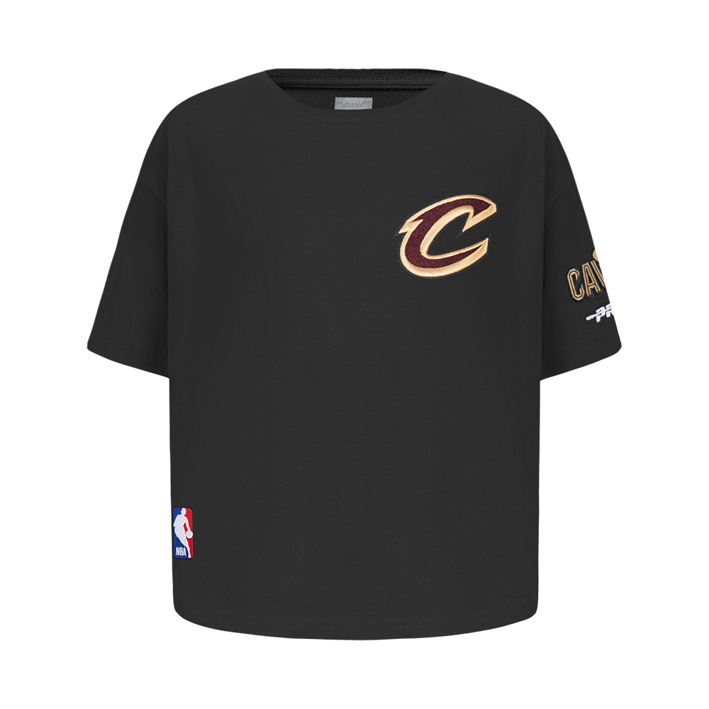 NBA CLEVELAND CAVALIERS CLASSIC T-SHIRT À COUPE CARRÉE À MANCHES COURTES POUR FILLE ENFANT (NOIR)