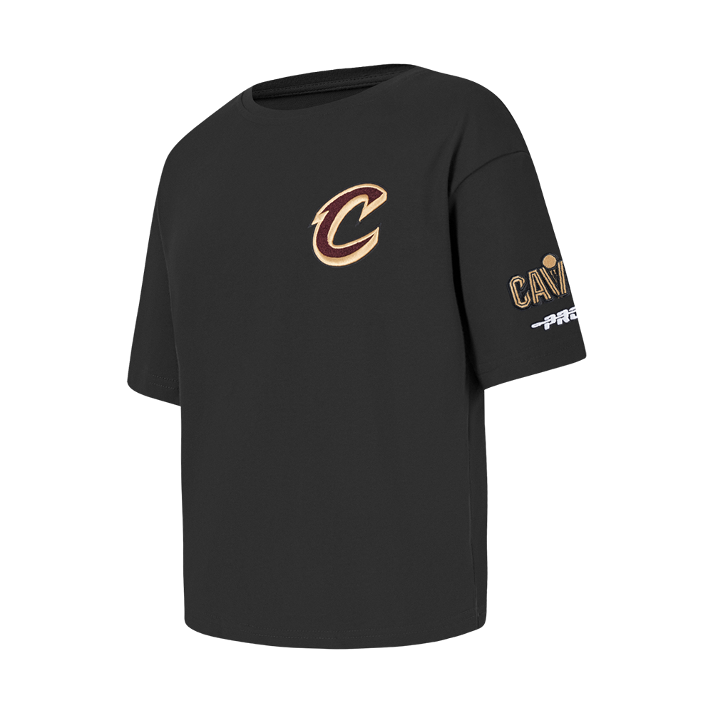 NBA CLEVELAND CAVALIERS CLASSIC T-SHIRT À COUPE CARRÉE À MANCHES COURTES POUR FILLE ENFANT (NOIR)