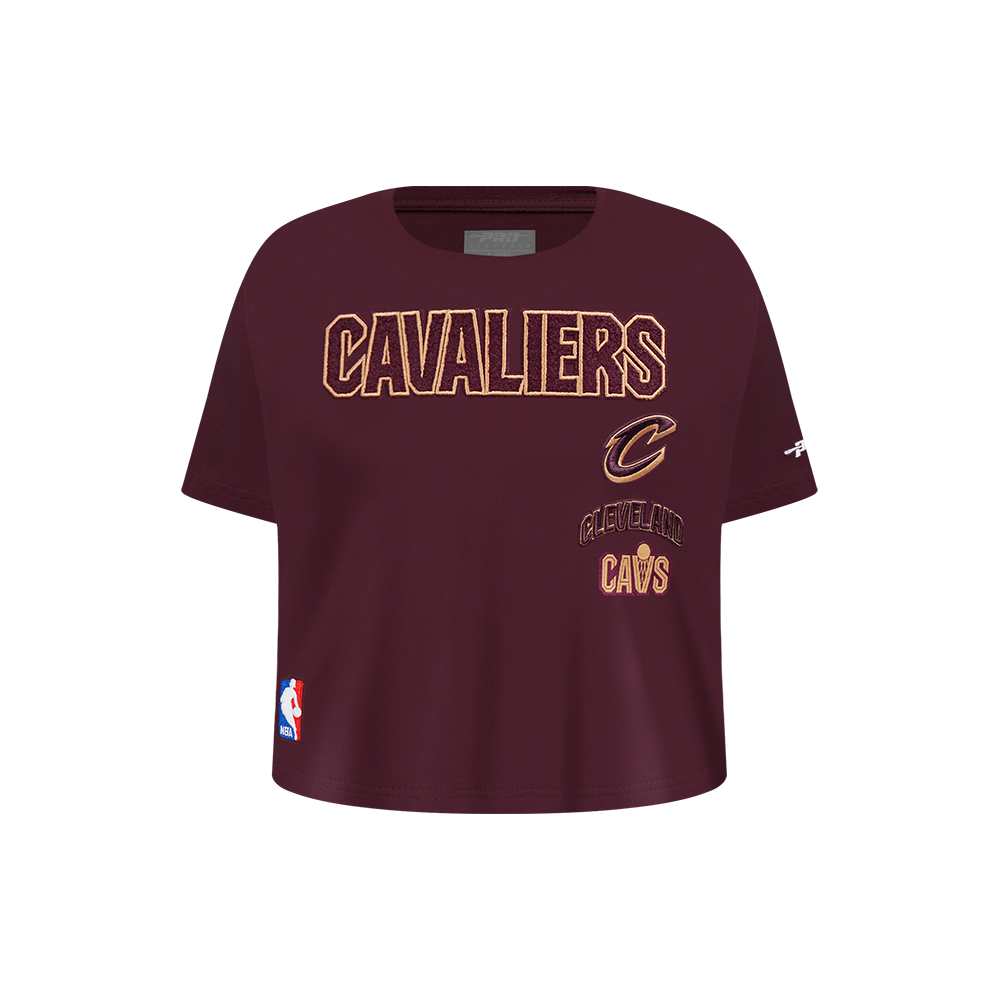 NBA CLEVELAND CAVALIERS RETRO CLASSIC T-SHIRT À COUPE CARRÉE À MANCHES COURTES POUR FILLE ENFANT (LIE-DE-VIN)