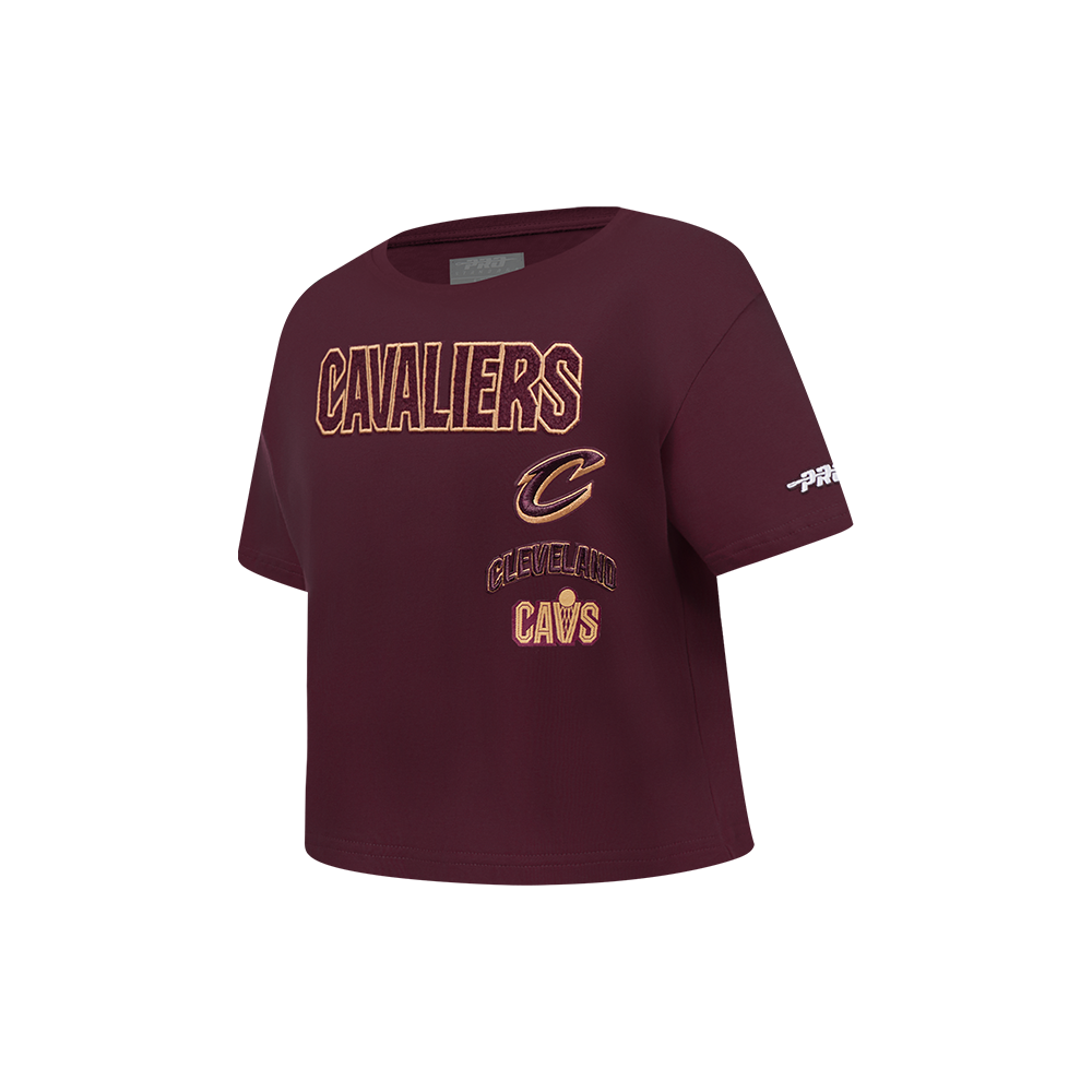 NBA CLEVELAND CAVALIERS RETRO CLASSIC T-SHIRT À COUPE CARRÉE À MANCHES COURTES POUR FILLE ENFANT (LIE-DE-VIN)