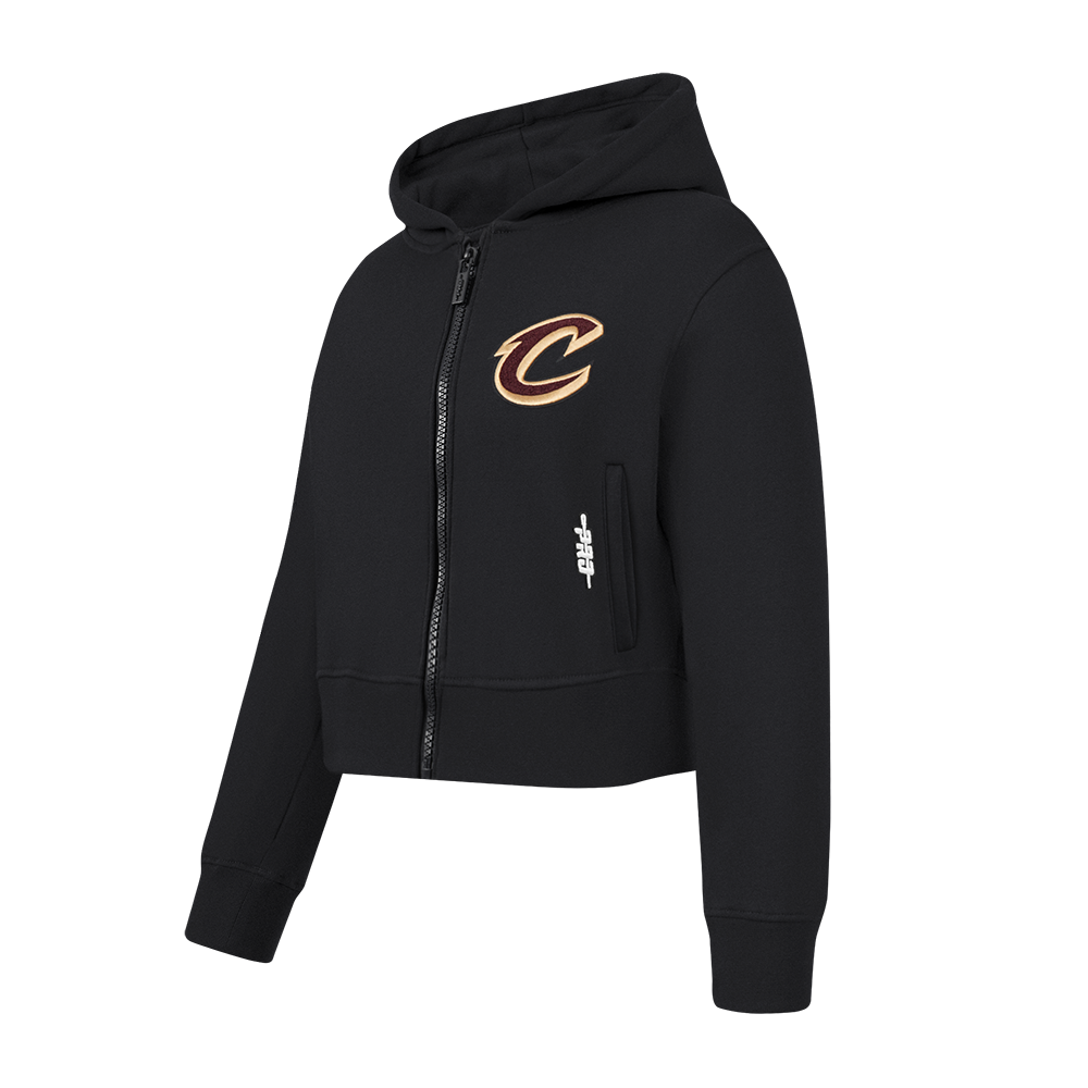 NBA CLEVELAND CAVALIERS CLASSIC LITTLE GIRLS  FLEECE FULL ZIP HOODIE (BLACK)