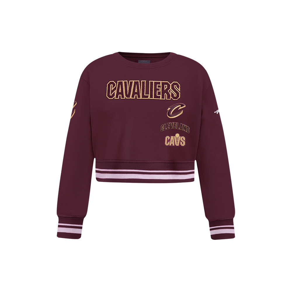 NBA CLEVELAND CAVALIERS RETRO CLASSIC CHANDAIL À COL ROND EN MOLLETON CÔTELÉ POUR FILLE ENFANT (LIE-DE-VIN)