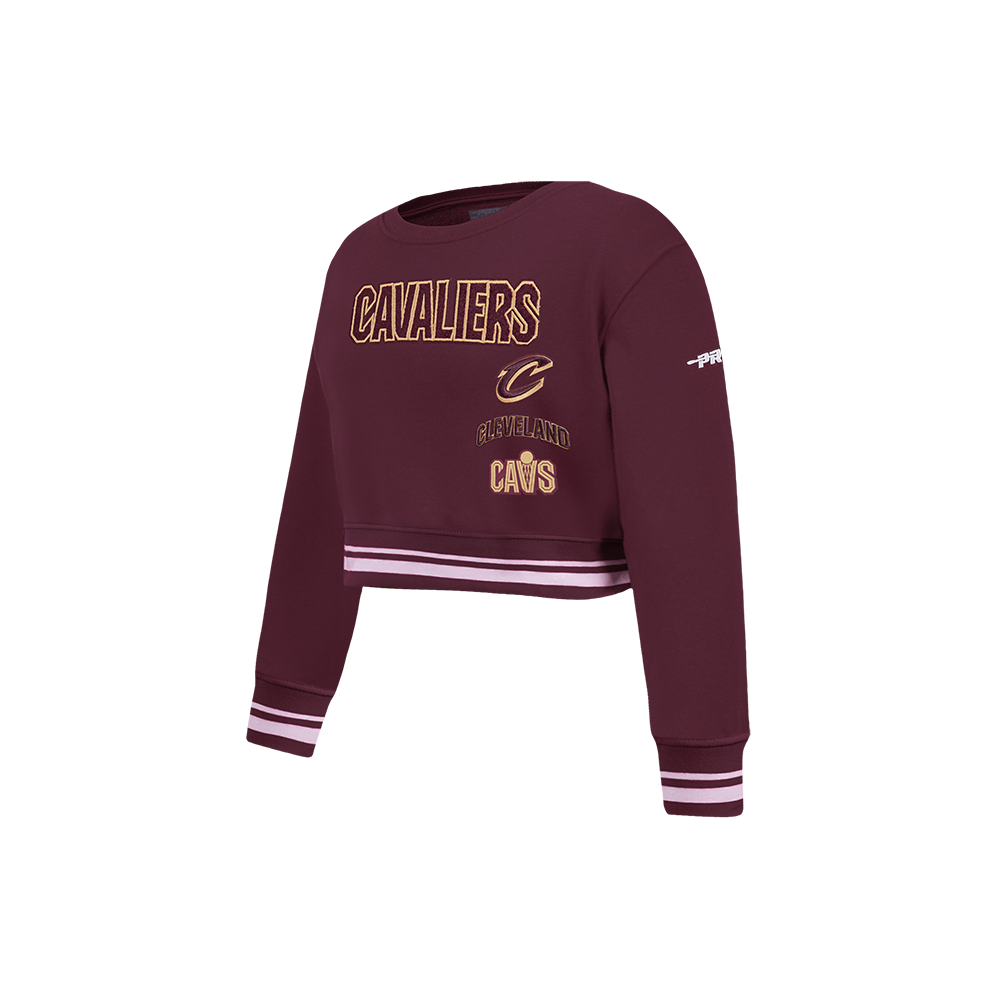 NBA CLEVELAND CAVALIERS RETRO CLASSIC LITTLE GIRLS  RIB FLEECE CREWNECK (WINE)