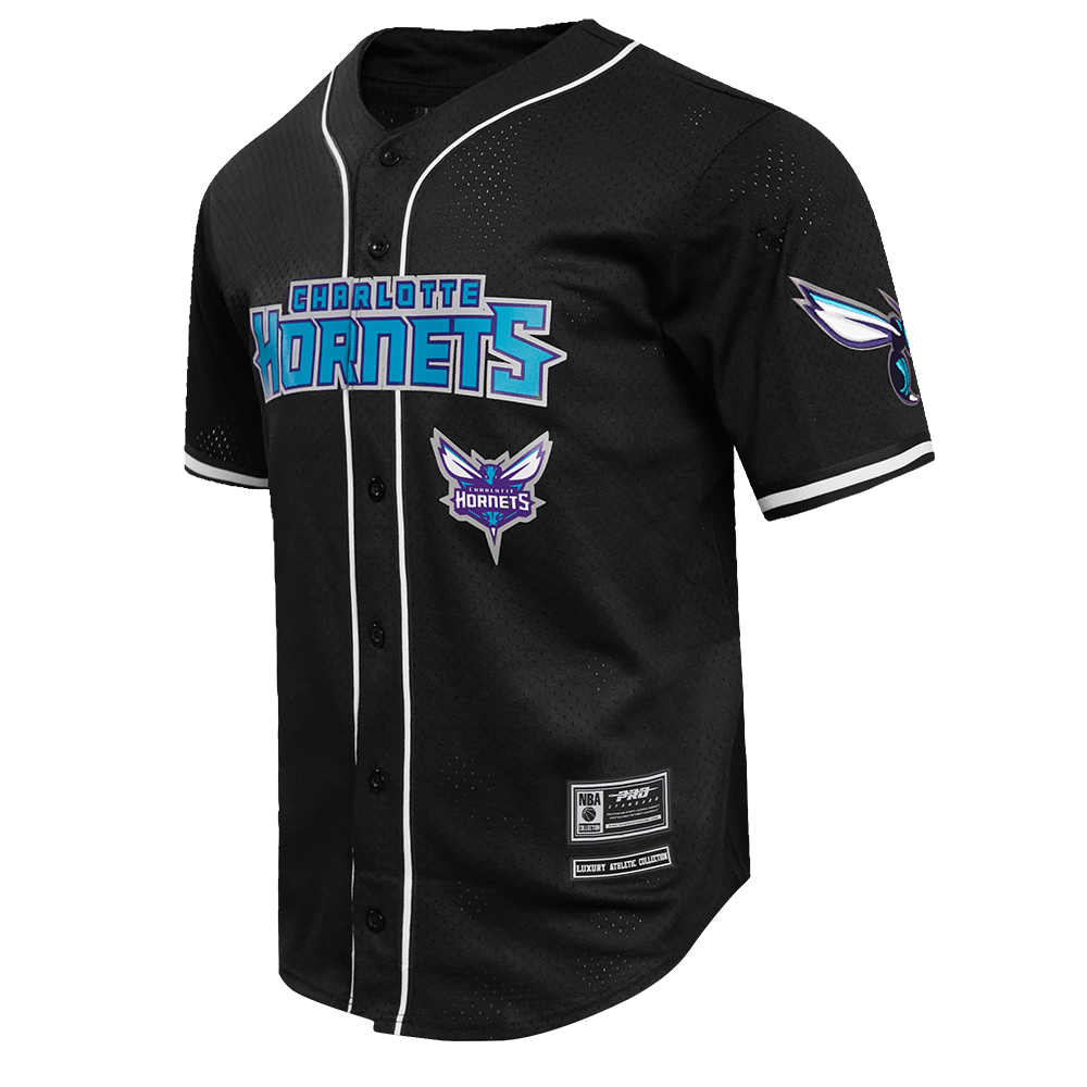 Maillot NBA classique Charlotte Hornets pour homme en maille boutonnée (noir)