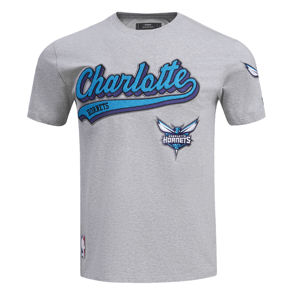 NBA CHARLOTTE HORNETS SCRIPT TAIL MEN'S   TEE (HEATHER GREY)