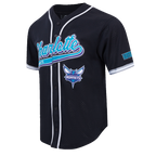 NBA CHARLOTTE HORNETS SCRIPT TAIL CHEMISE BOUTONNÉE EN FILET POUR HOMME (NOIR/GRIS)