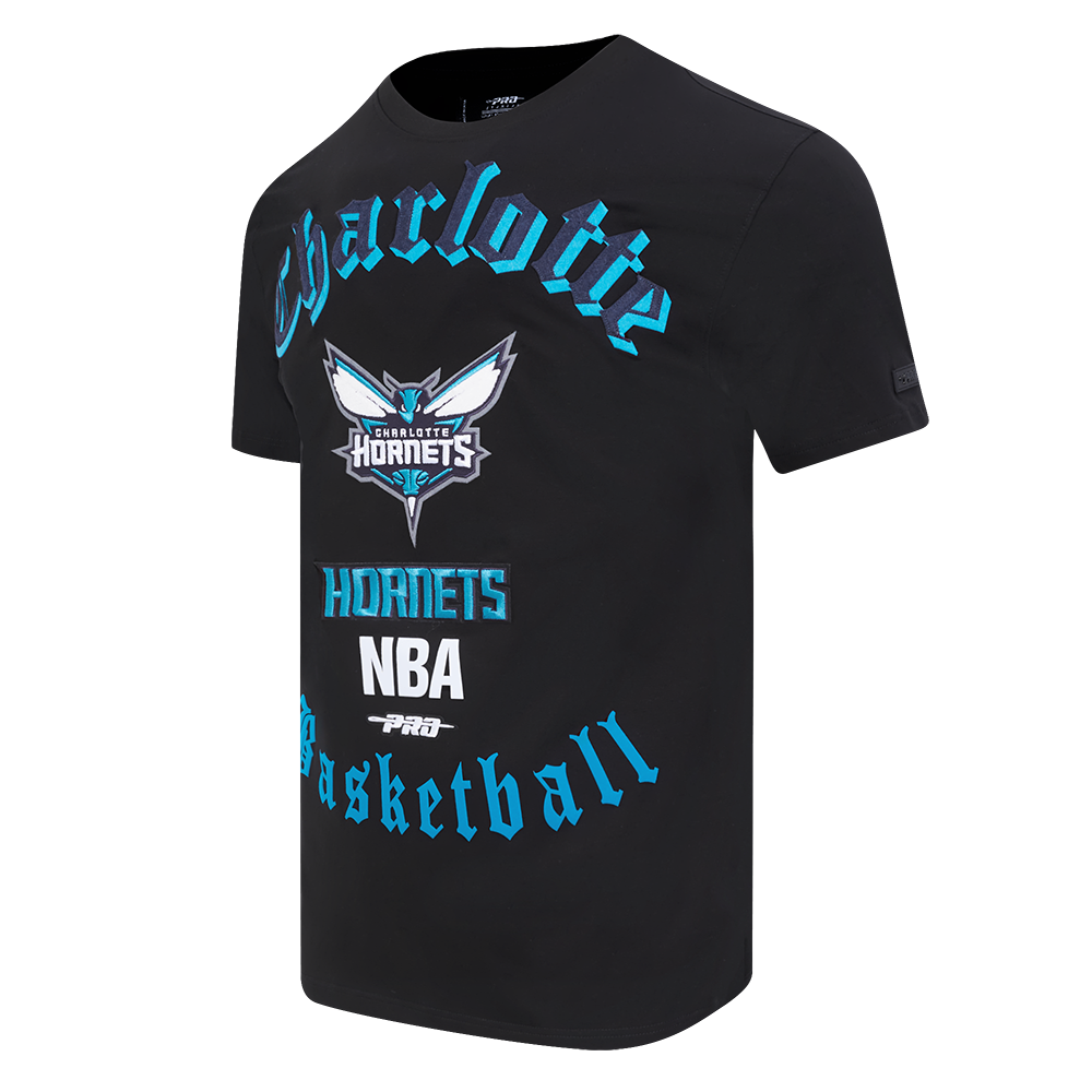 NBA CHARLOTTE HORNETS OLD ENGLISH MEN'S TEE (BLACK)