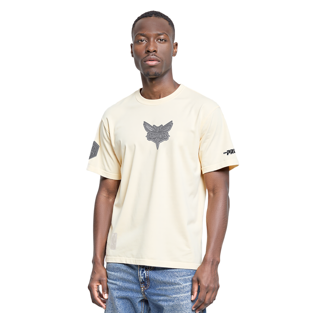NBA CHARLOTTE HORNETS REVERSE FRENCH TERRY MEN'S CJ DROP SHOULDER TEE (EGGSHELL)