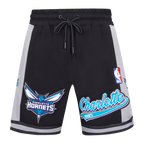 NBA CHARLOTTE HORNETS SCRIPT TAIL SHORT EN MAILLE DOUBLE 2.0 POUR HOMME (NOIR/GRIS)