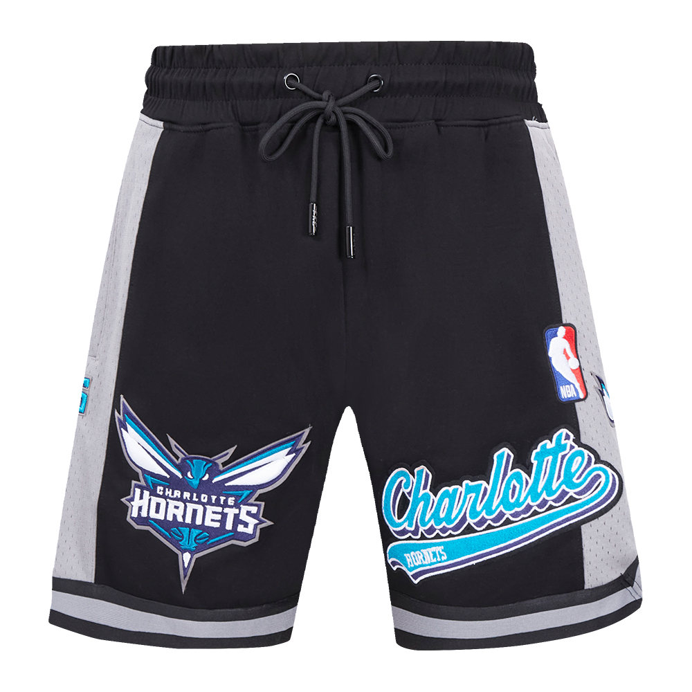 NBA CHARLOTTE HORNETS SCRIPT TAIL SHORT EN MAILLE DOUBLE 2.0 POUR HOMME (NOIR/GRIS)