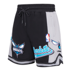 NBA CHARLOTTE HORNETS SCRIPT TAIL SHORT EN MAILLE DOUBLE 2.0 POUR HOMME (NOIR/GRIS)