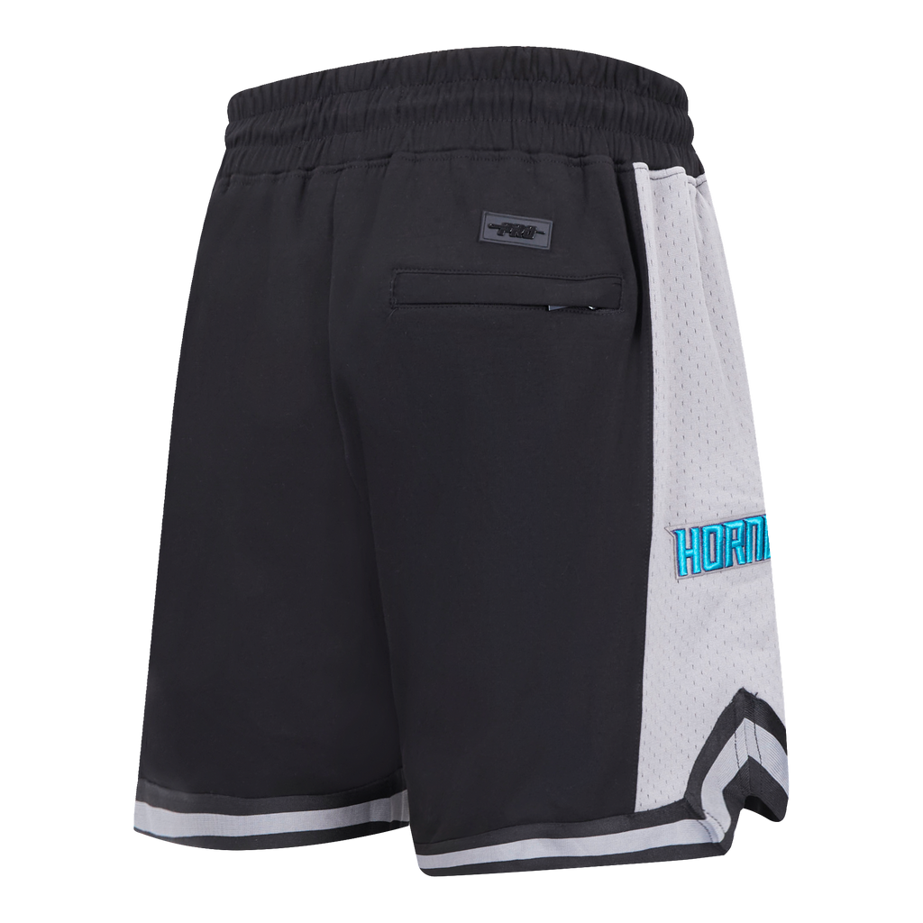 NBA CHARLOTTE HORNETS SCRIPT TAIL SHORT EN MAILLE DOUBLE 2.0 POUR HOMME (NOIR/GRIS)