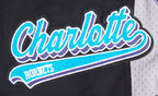 NBA CHARLOTTE HORNETS SCRIPT TAIL SHORT EN MAILLE DOUBLE 2.0 POUR HOMME (NOIR/GRIS)