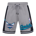 NBA CHARLOTTE HORNETS SCRIPT TAIL MEN'S DOUBLE KNIT 2.0 SHORT (GRAY/BLACK)