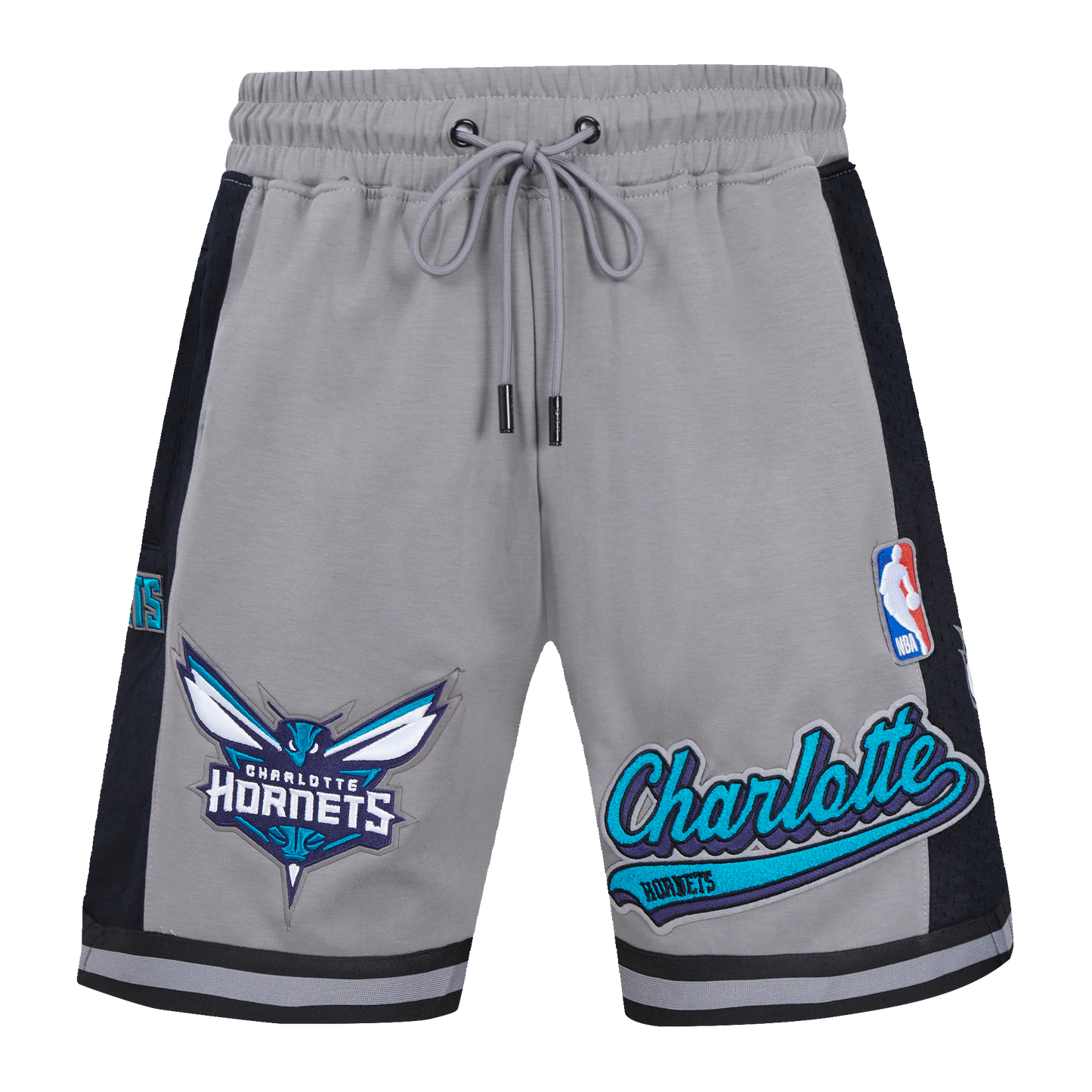 NBA CHARLOTTE HORNETS SCRIPT TAIL MEN'S DOUBLE KNIT 2.0 SHORT (GRAY/BLACK)