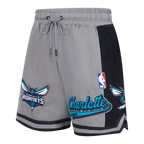 NBA CHARLOTTE HORNETS SCRIPT TAIL MEN'S DOUBLE KNIT 2.0 SHORT (GRAY/BLACK)