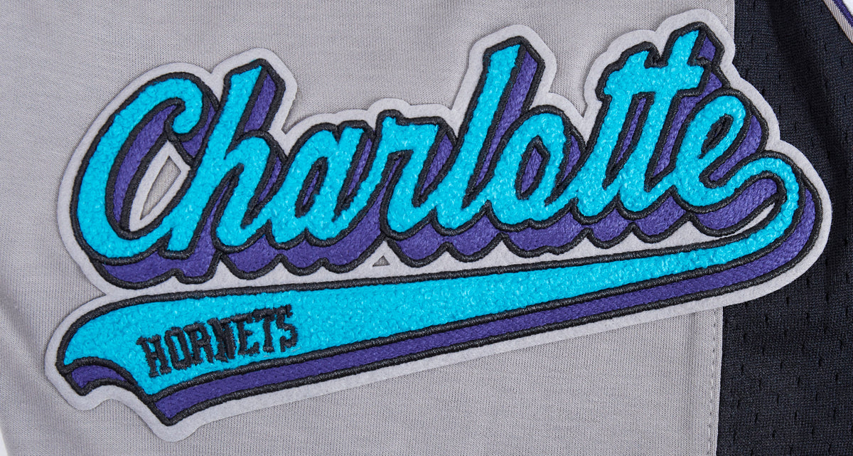 NBA CHARLOTTE HORNETS SCRIPT TAIL MEN'S DOUBLE KNIT 2.0 SHORT (GRAY/BLACK)