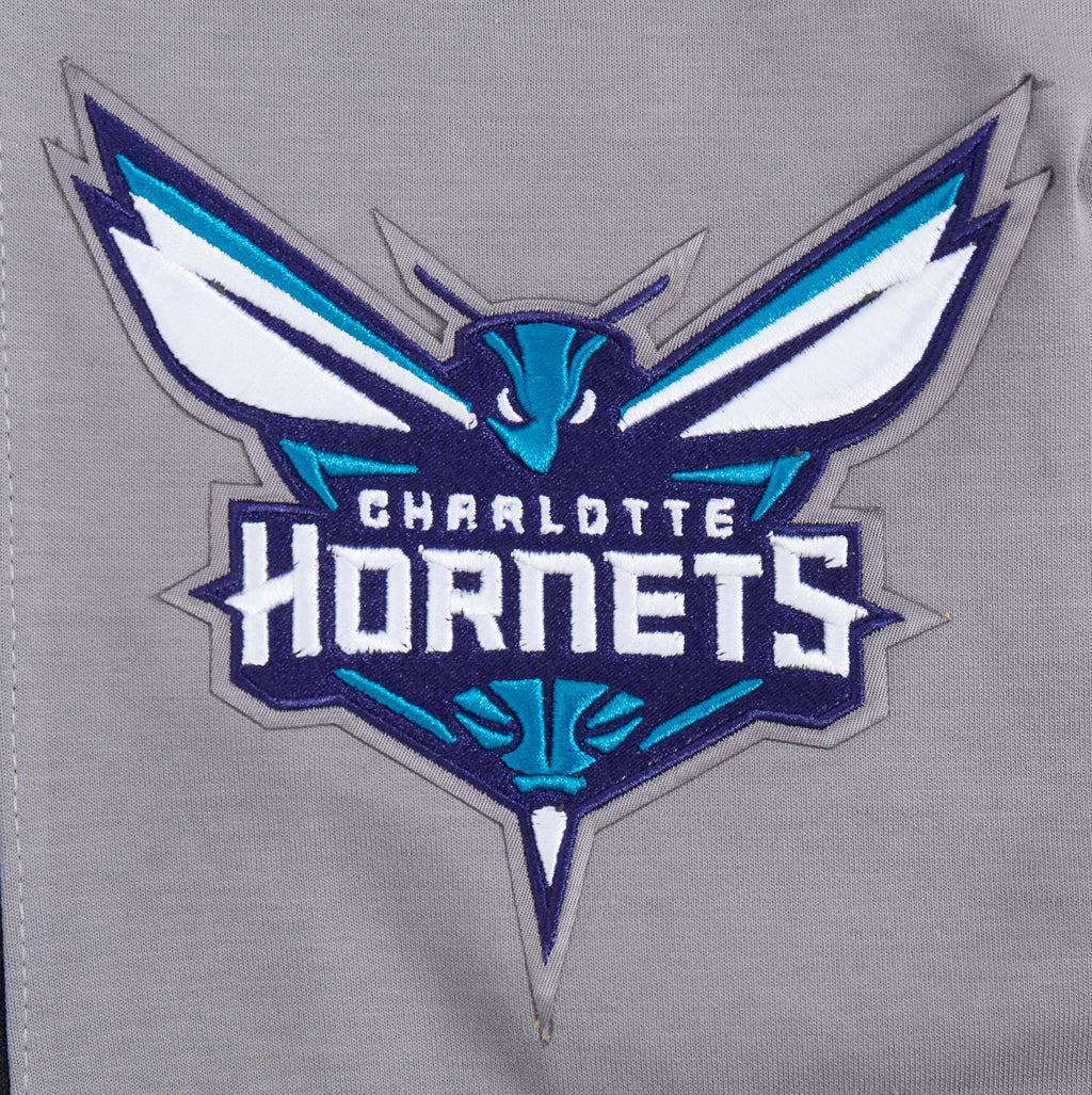 NBA CHARLOTTE HORNETS SCRIPT TAIL MEN'S DOUBLE KNIT 2.0 SHORT (GRAY/BLACK)