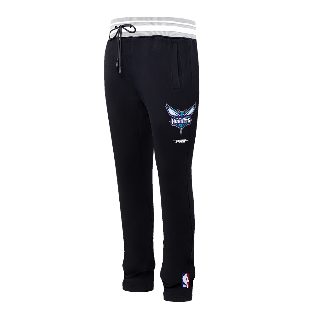 NBA CHARLOTTE HORNETS SCRIPT TAIL MEN'S RIB FLEECE SWEATPANT (BLACK/GRAY)