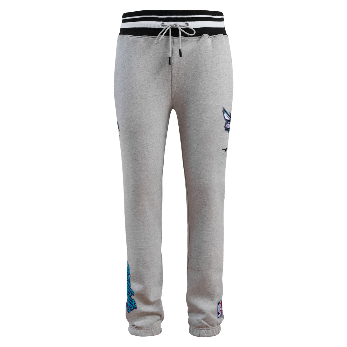 NBA CHARLOTTE HORNETS SCRIPT TAIL MEN'S RIB FLEECE SWEATPANT (HEATHER GRAY/BLACK)