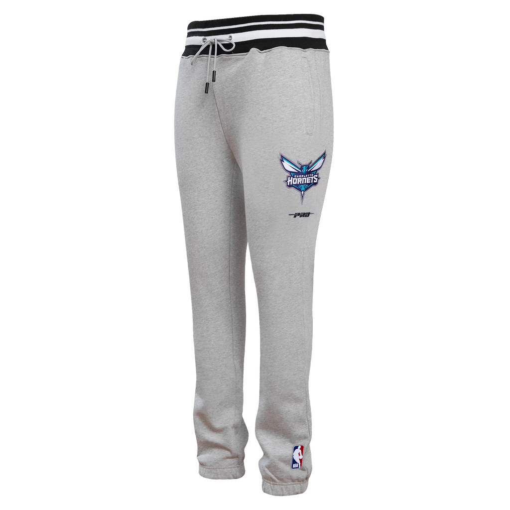 NBA CHARLOTTE HORNETS SCRIPT TAIL MEN'S RIB FLEECE SWEATPANT (HEATHER GRAY/BLACK)