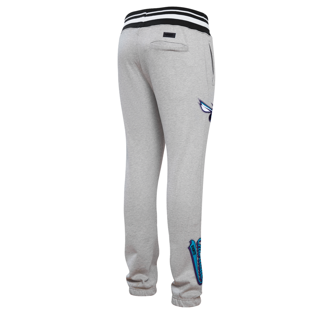 NBA CHARLOTTE HORNETS SCRIPT TAIL MEN'S RIB FLEECE SWEATPANT (HEATHER GRAY/BLACK)