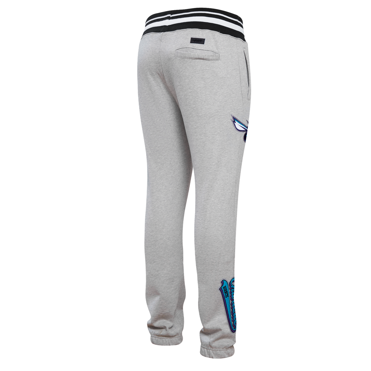 NBA CHARLOTTE HORNETS SCRIPT TAIL MEN'S RIB FLEECE SWEATPANT (HEATHER GRAY/BLACK)