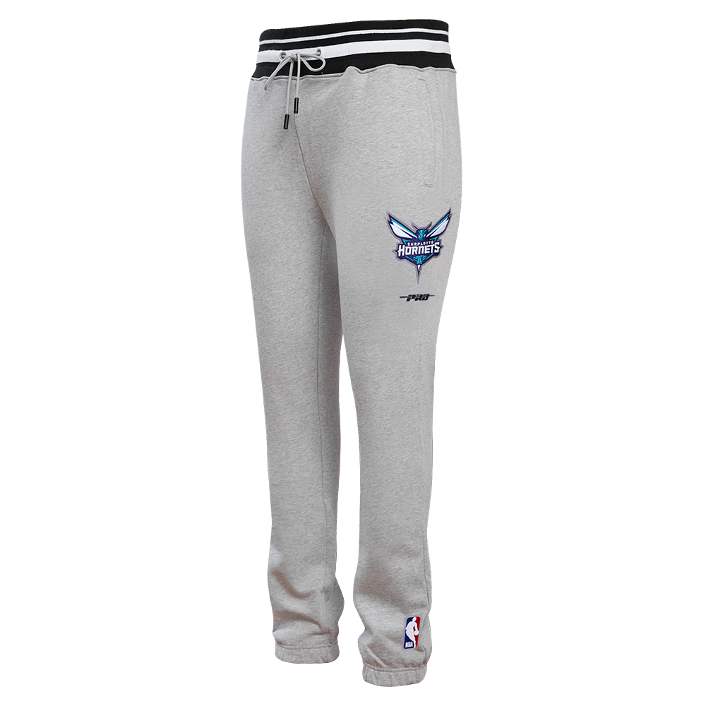 NBA CHARLOTTE HORNETS SCRIPT TAIL MEN'S RIB FLEECE SWEATPANT (HEATHER GRAY/BLACK)