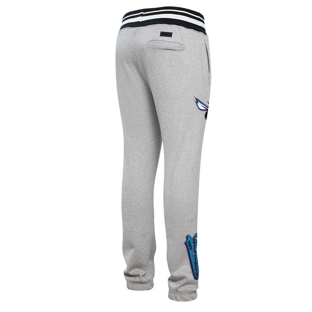 NBA CHARLOTTE HORNETS SCRIPT TAIL MEN'S RIB FLEECE SWEATPANT (HEATHER GRAY/BLACK)