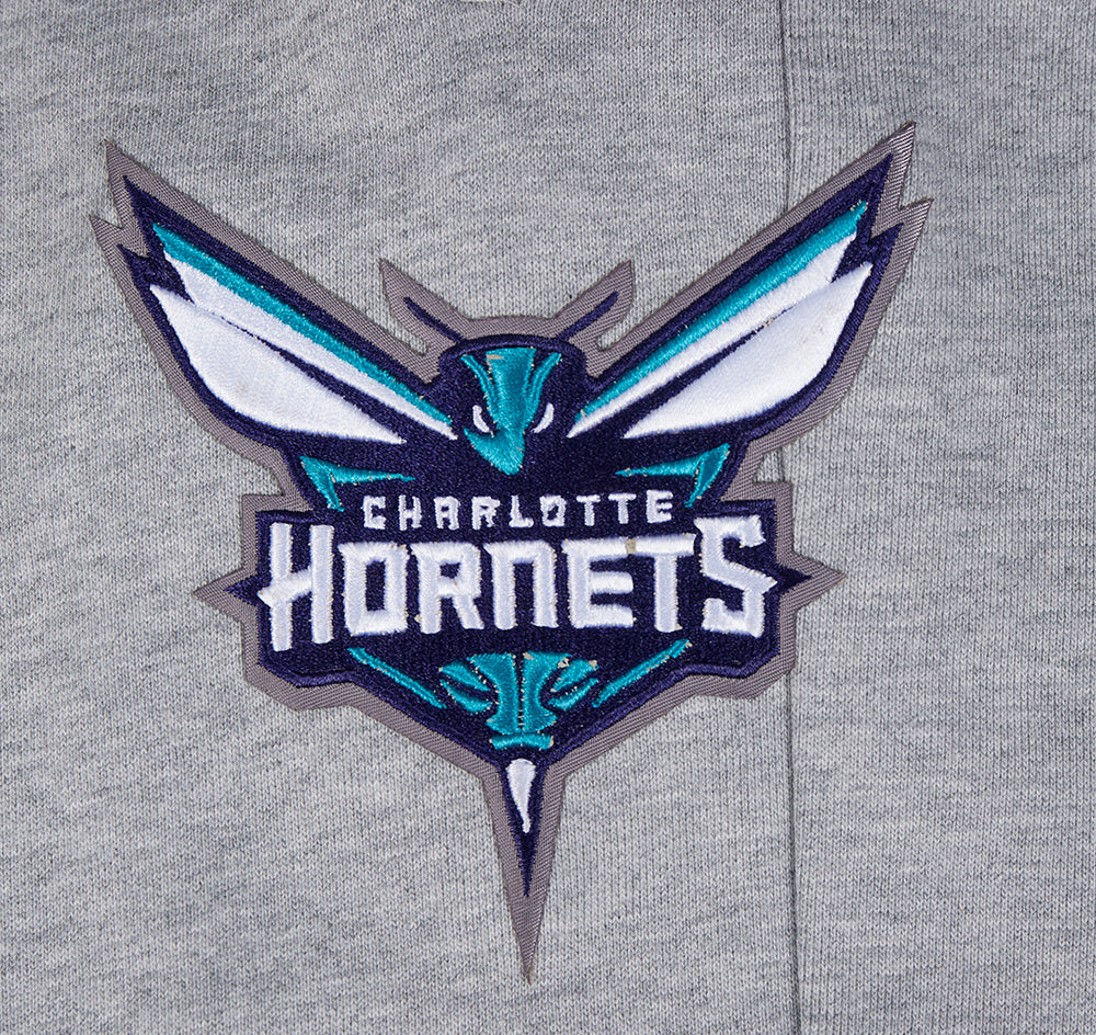NBA CHARLOTTE HORNETS SCRIPT TAIL MEN'S RIB FLEECE SWEATPANT (HEATHER GRAY/BLACK)