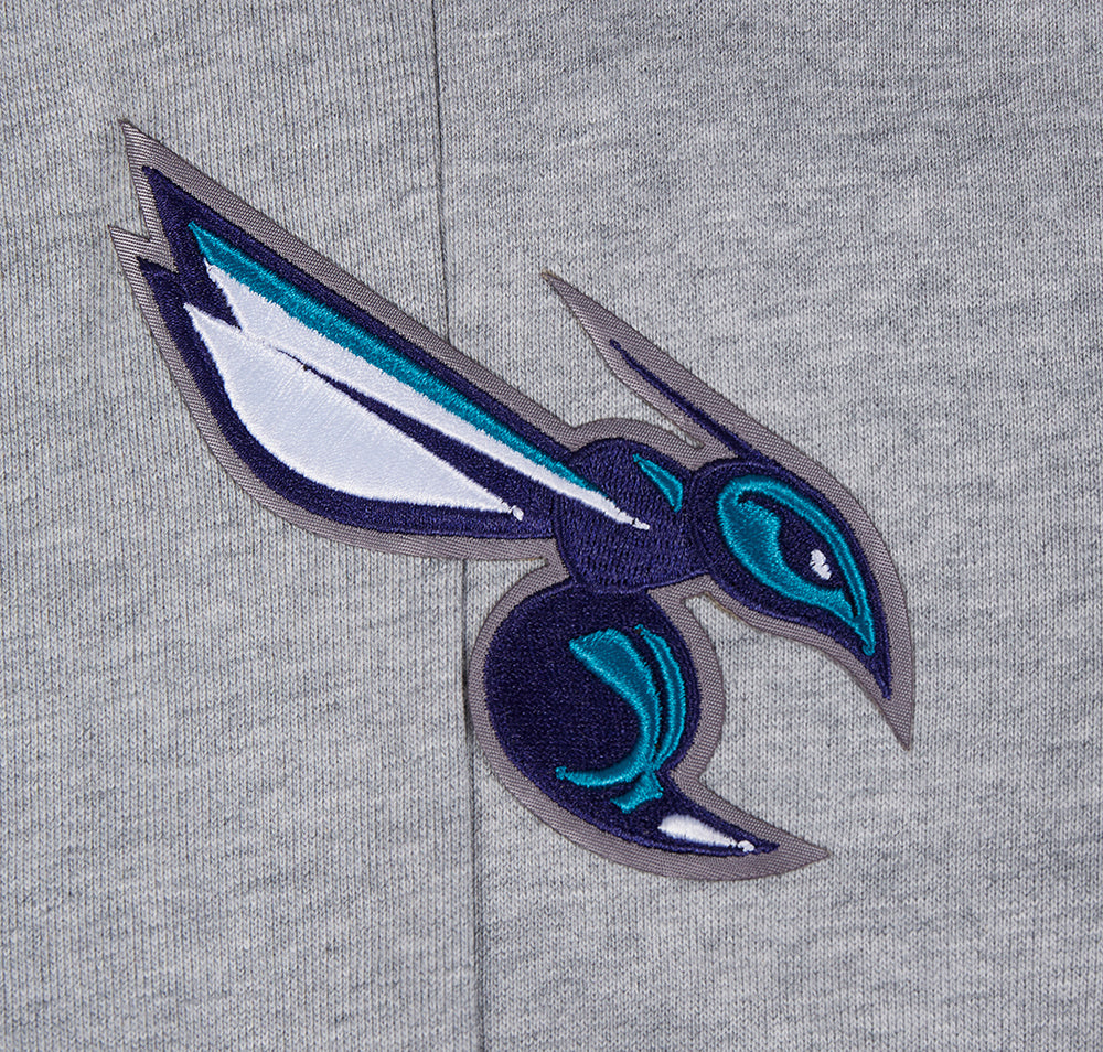 NBA CHARLOTTE HORNETS SCRIPT TAIL MEN'S RIB FLEECE SWEATPANT (HEATHER GRAY/BLACK)