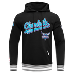 NBA CHARLOTTE HORNETS SCRIPT TAIL CHANDAIL À CAPUCHON EN MOLLETON CÔTELÉ POUR HOMME (NOIR/GRIS)