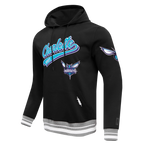 NBA CHARLOTTE HORNETS SCRIPT TAIL CHANDAIL À CAPUCHON EN MOLLETON CÔTELÉ POUR HOMME (NOIR/GRIS)