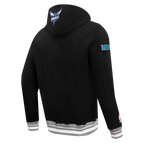 NBA CHARLOTTE HORNETS SCRIPT TAIL CHANDAIL À CAPUCHON EN MOLLETON CÔTELÉ POUR HOMME (NOIR/GRIS)