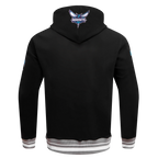 NBA CHARLOTTE HORNETS SCRIPT TAIL CHANDAIL À CAPUCHON EN MOLLETON CÔTELÉ POUR HOMME (NOIR/GRIS)