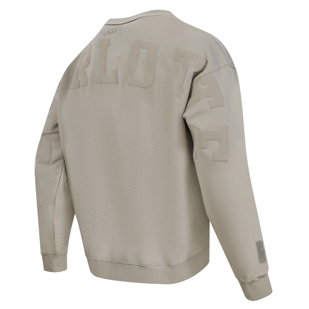 NBA CHARLOTTE HORNETS WINGSPAN MEN'S DROP SHOULDER FLEECE CREWNECK (TAUPE)