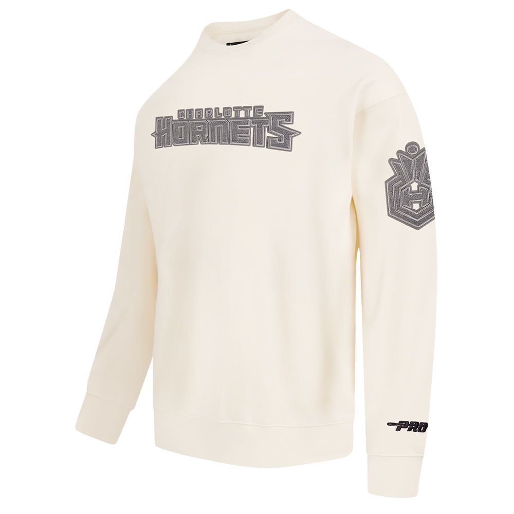 NBA CHARLOTTE HORNETS REVERSE FRENCH TERRY MEN'S DROP SHOULDER FLC CREWNECK (EGGSHELL)