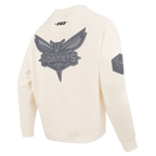 NBA CHARLOTTE HORNETS REVERSE FRENCH TERRY MEN'S DROP SHOULDER FLC CREWNECK (EGGSHELL)