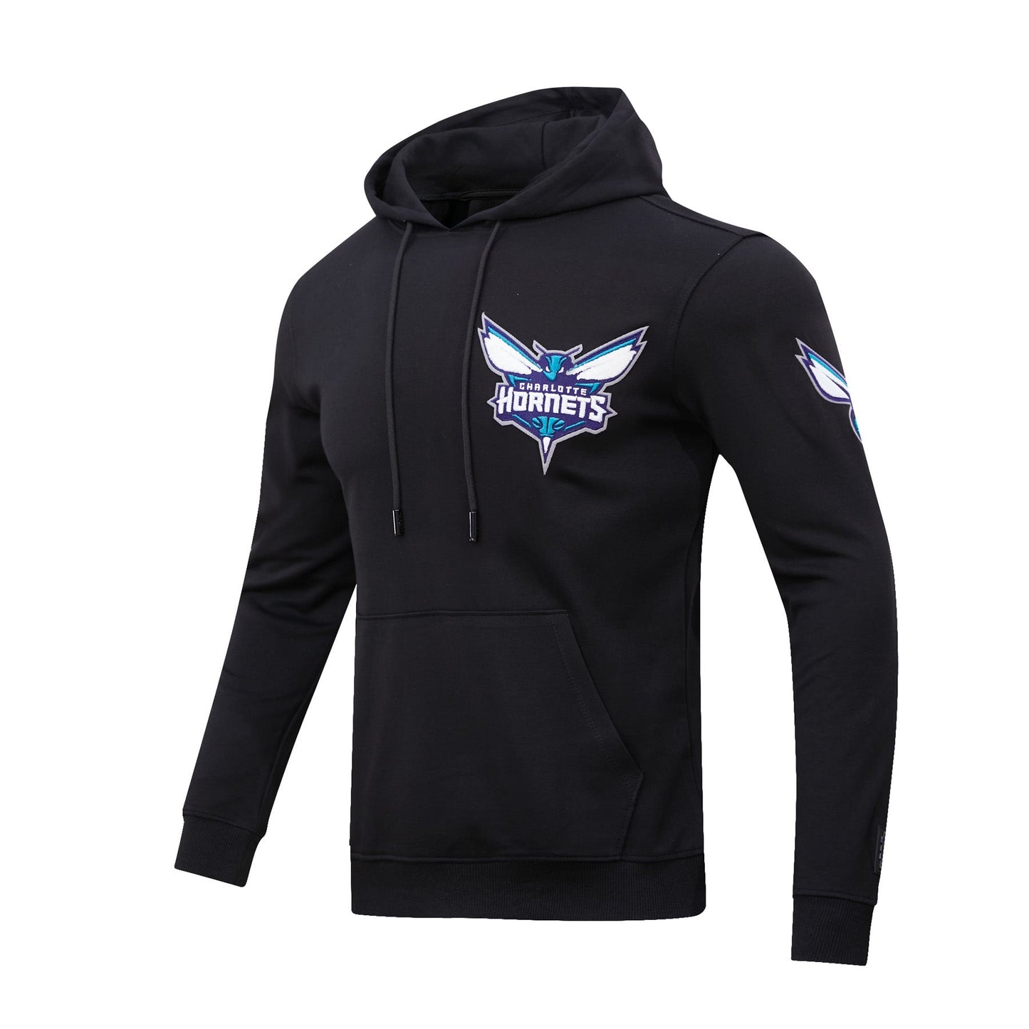 NBA CHARLOTTE HORNETS CLASSIC CHENILLE MEN'S PO HOODIE (BLACK)