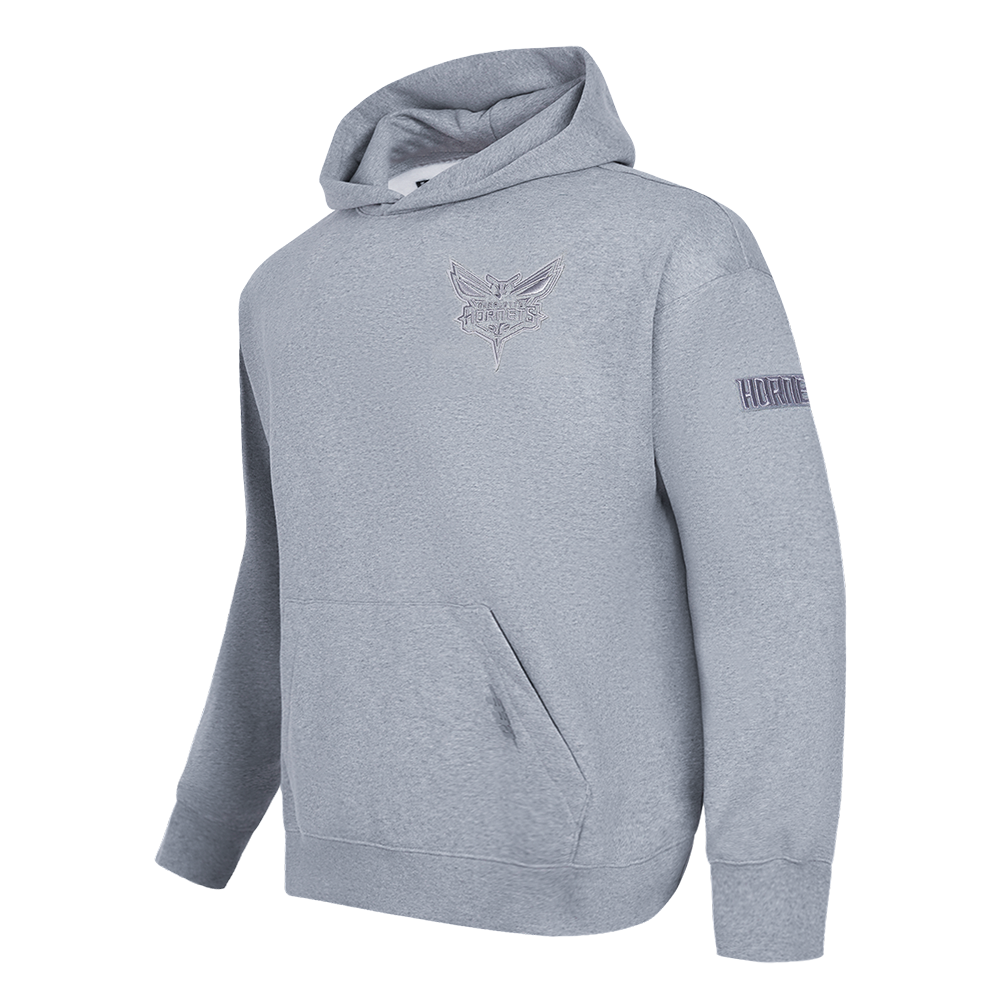 NBA CHARLOTTE HORNETS NEUTRAL MEN'S DROP SHOULDER PULLOVER HOODIE (DARK HEATHER GRAY)
