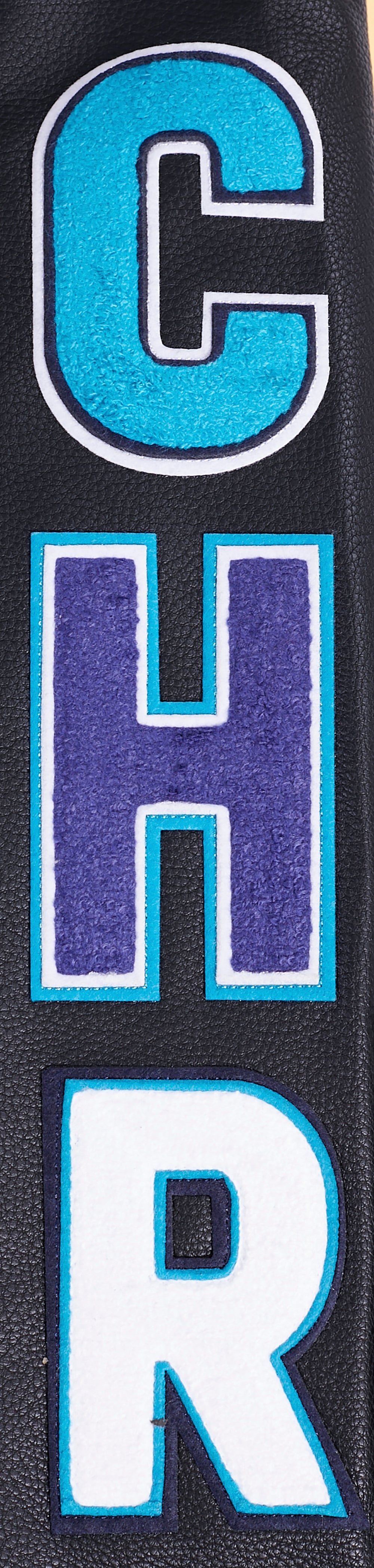 NBA CHARLOTTE HORNETS SCRIPT TAIL MEN'S VARSITY JACKET (BLACK/GRAY)