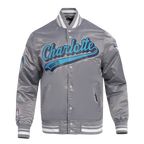 NBA CHARLOTTE HORNETS SCRIPT TAIL BLOUSON EN SATIN POUR HOMME (GRIS)