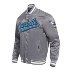 NBA CHARLOTTE HORNETS SCRIPT TAIL BLOUSON EN SATIN POUR HOMME (GRIS)