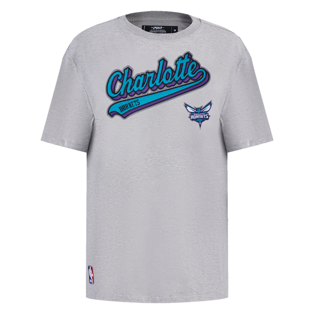 NBA CHARLOTTE HORNETS SCRIPT TAIL T-SHIRT DE COUPE BOYFRIEND POUR FEMME (GRIS CHINÉ)