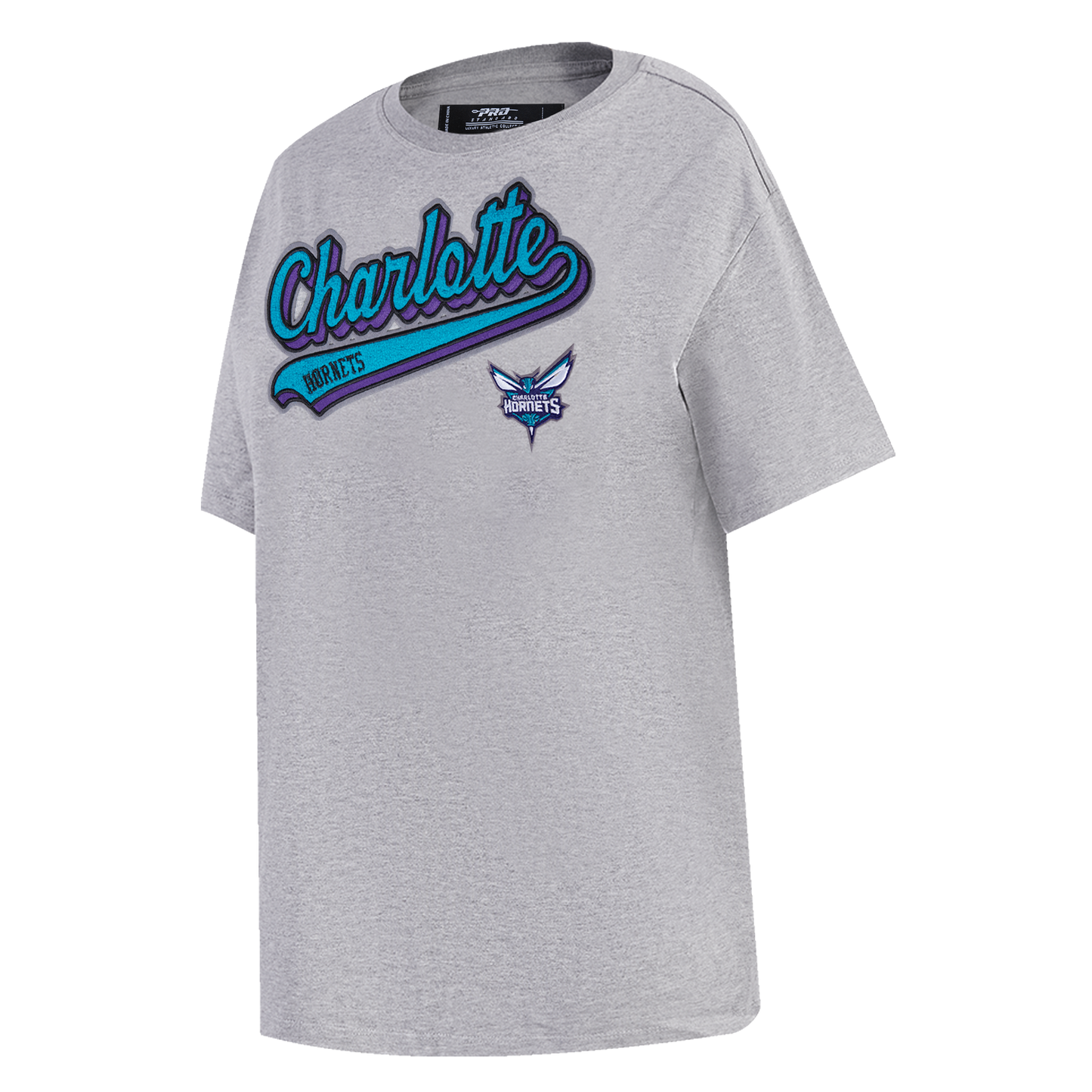 NBA CHARLOTTE HORNETS SCRIPT TAIL WOMEN'S BOYFRIEND TEE (HEATHER GREY)