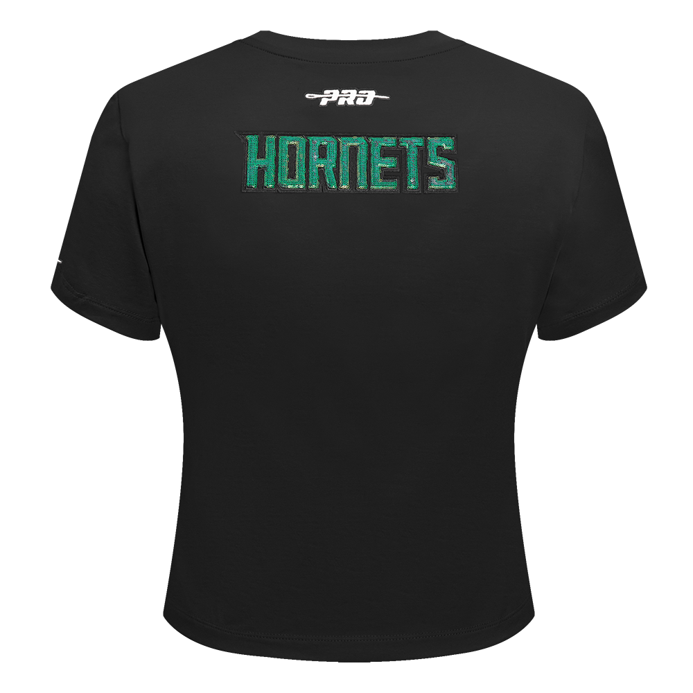 NBA CHARLOTTE HORNETS GAME DAY CLASSICS T-SHIRT BABY DOLL EN JERSEY SIMPLE POUR FEMME (NOIR)