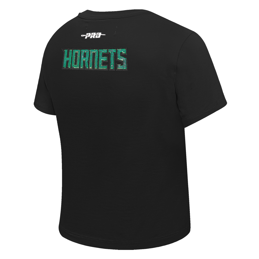 NBA CHARLOTTE HORNETS GAME DAY CLASSICS T-SHIRT BABY DOLL EN JERSEY SIMPLE POUR FEMME (NOIR)